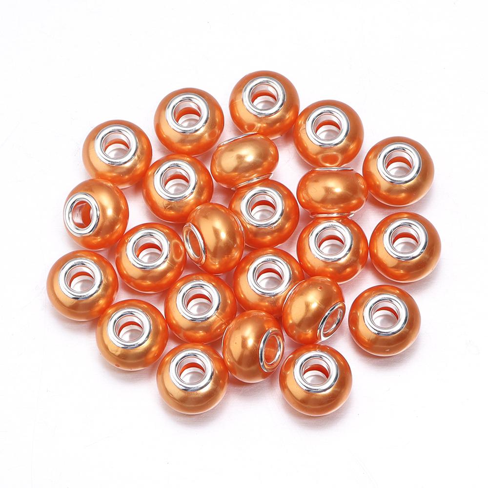 20pcs/lot Imitation Pearl Resin Beads Colorful Big Hole Loose Beads For Jewelry Making DIY Earring Bracelet Necklace Accessories