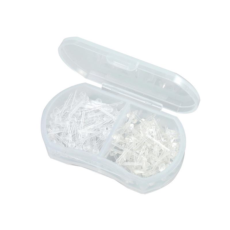 Transparent Ear Piercing Studs with Backs, 2-Compartment Box for Healing Women’s Earrings, Plastic Sticks