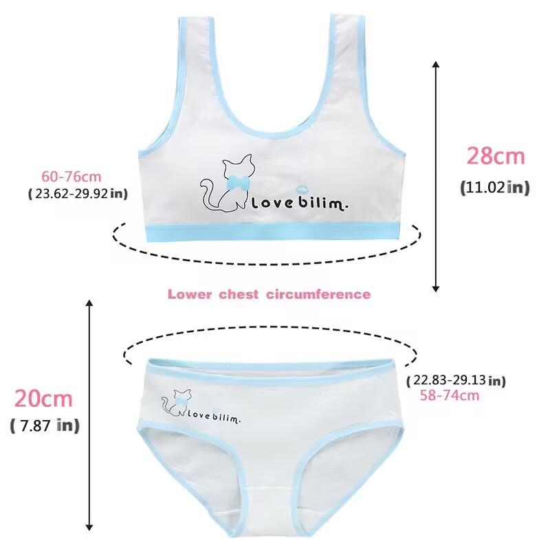 Biustonosz dziewczęcy Bawełniana bielizna dla nastolatków Zestaw biustonoszy treningowych dla uczniów kamizelki do dojrzewania w wieku 8-14 lat