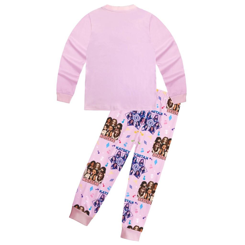 81277 Children Girls KATSEYE Printed T-Shirt Pants Pajamas Sleepwear Sets