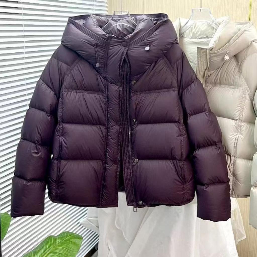 Herbst Winter Damen Uni Stepp Kurz Kapuze Locker Brotmantel Verdickt Warm Baumwolle Gesteppt Jacke