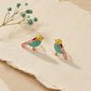 1 Pair Stud Earrings for Women, Bird Outline Enamel Stud Earrings, Polished Edges Glaze Finish Alloy Ear Pins for Daily Wear