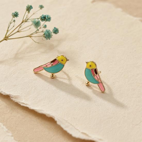 1 Pair Stud Earrings for Women, Bird Outline Enamel Stud Earrings, Polished Edges Glaze Finish Alloy Ear Pins for Daily Wear