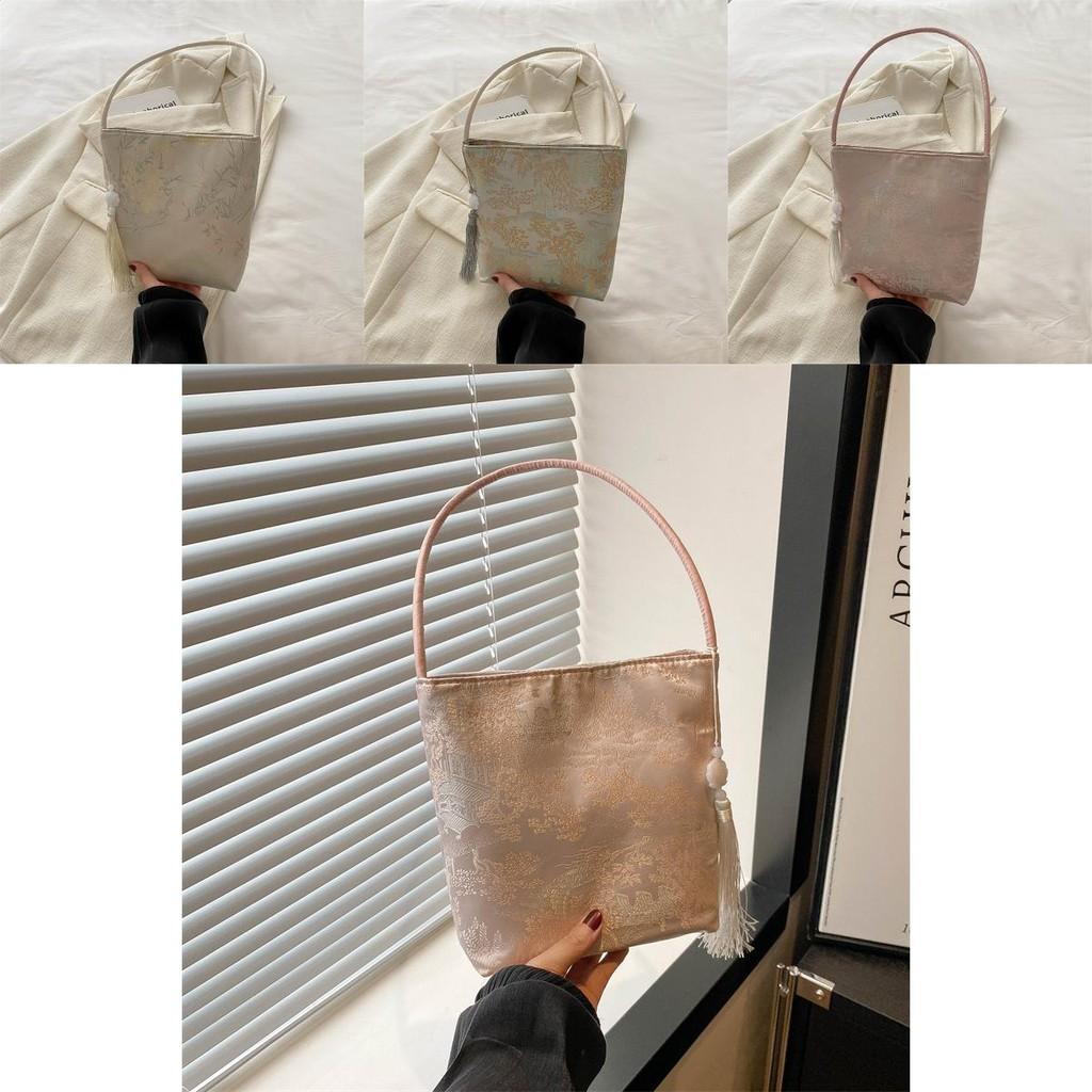 Elegant Pink And White Casual Handheld Bucket Bag For Women With Chic Street Style