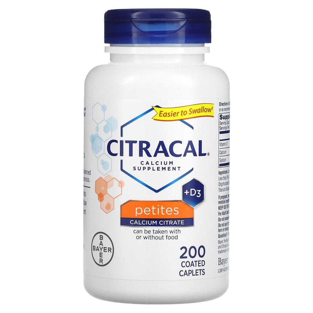 Citracal, Bayer, Formula Citrato di Calcio + D3, Compresse Piccole, 200 Compresse Rivestite
