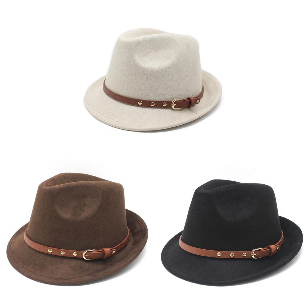 Vintage Suede Felt Hat With Knot And Embroidery For Men Women