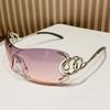 Spice Girl Wind Purple Pink Cobra Integrated Large Frame Sunglasses Design Sense Sweet And Spicy Face Small Street Shooting Sunglasses