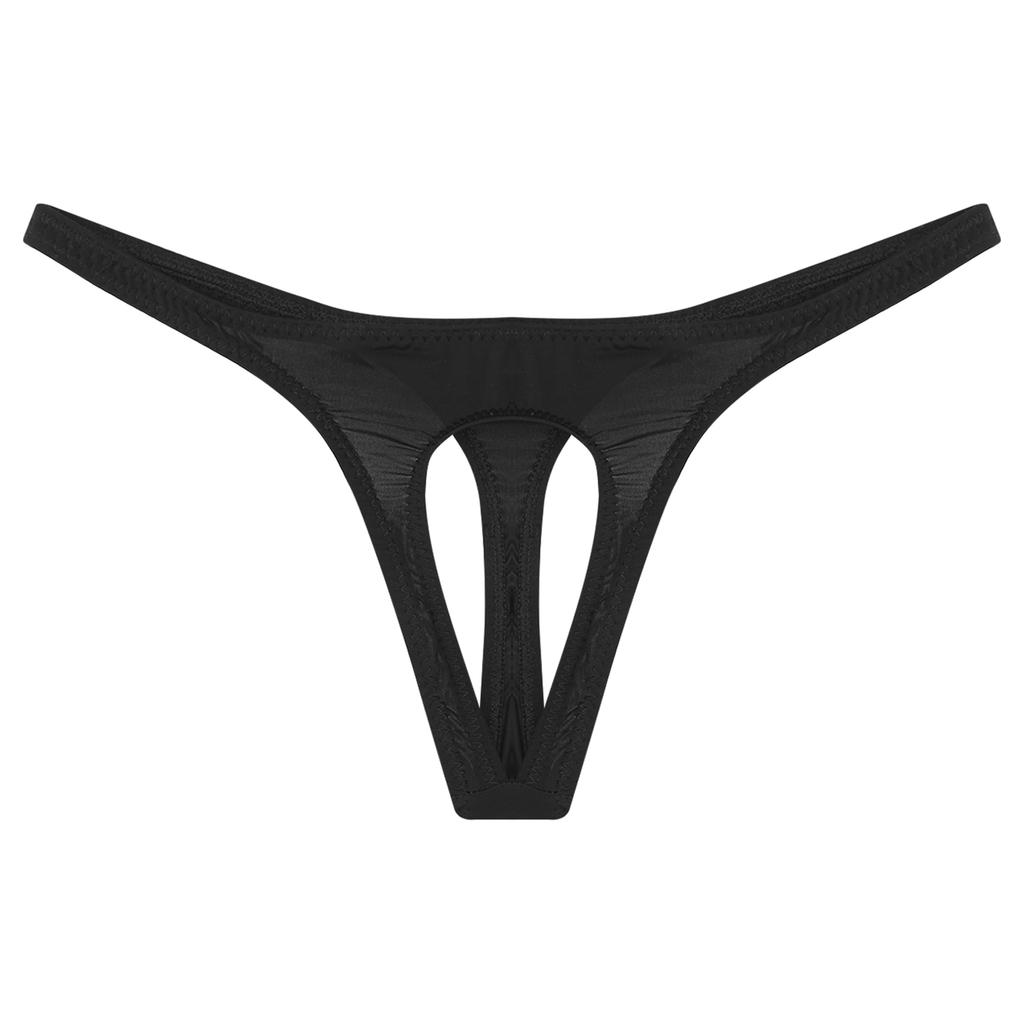 Mens Sexy Low Waist Open Front Pouch Butt Flaunting Thong Jockstrap