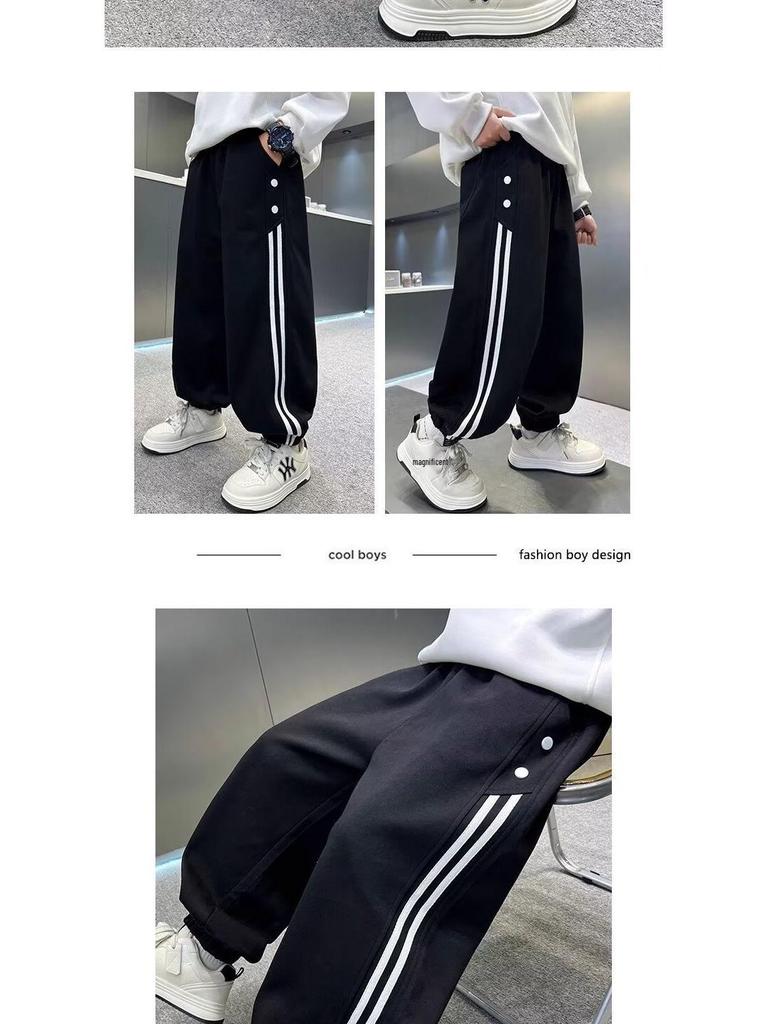 2025 New Style Boys' Korean Autumn Sweatpants - Fashionable Long Sports Pants for Children