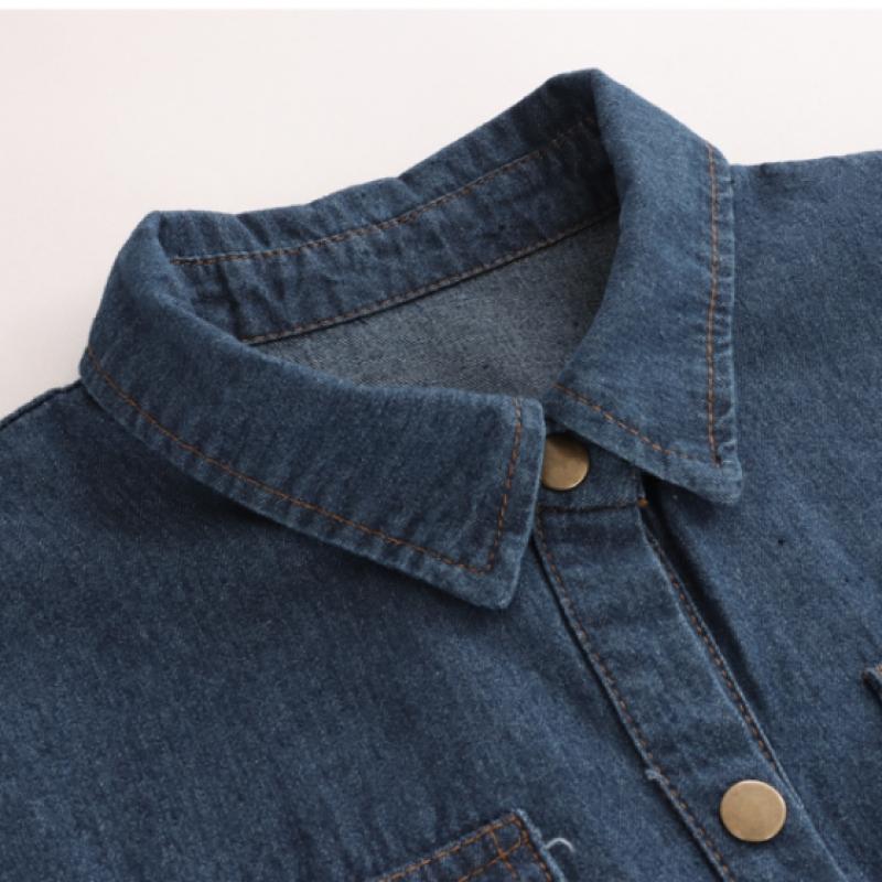 Shop   Women Long Sleeve Denim Midi Flare DreSs Dark Blue Ss Wdr 784
