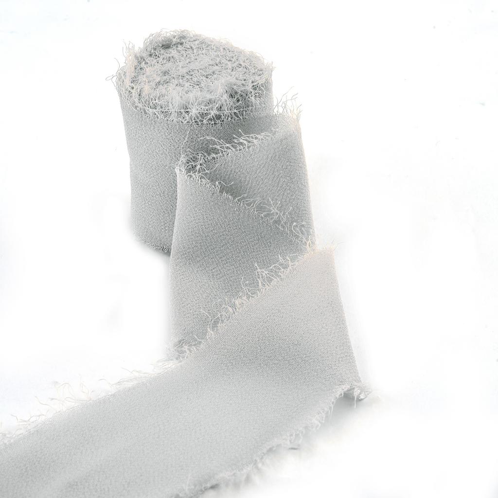 5M*4cm Handgefertigtes Ausgefranstes Satin-Chiffon-Seidenband für Hochzeitseinladungen, Verpackungen, Sträuße, Geburtstagsfeierdekorationen, Geschenke