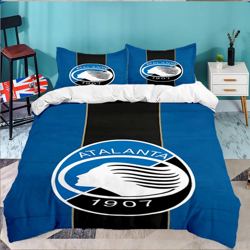 Set de așternut Atlanta Football Club 3 bucăți, Ideal pentru 1 husă de pilotă și 2 fețe de pernă, Perfect pentru cadou pentru fani, Ideal pentru dormitor, Cămin