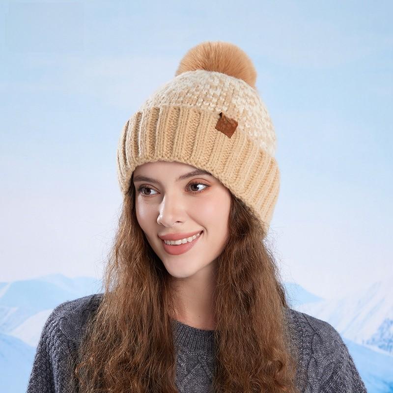 Knitted Winter Beanie Hat For Women With Fleece Lining And Ear Warmers For Outdoor Casual Wear