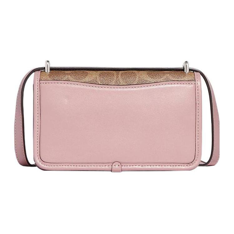 New COACH Bandit Coated Canvas With Luxury Style Refined Calfskin Shoulder Bag, Crossbody Bag Small Women's Brown & Pink CF936-LHRJ8