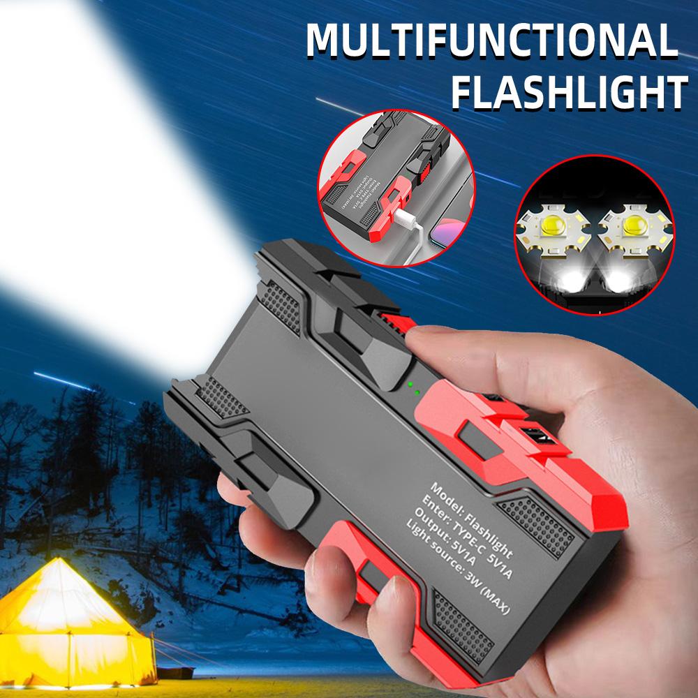 Mini Portable LED Flashlight Outdoor Rechargeable Camping Hiking Fishing Light with Power Bank 3 Lighting Modes Lantern