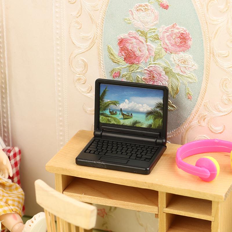 

1/12 кукольный офис компьютер игрушки кукольный домик ноутбук модель кукольный дом украшения аксессуары as the picture