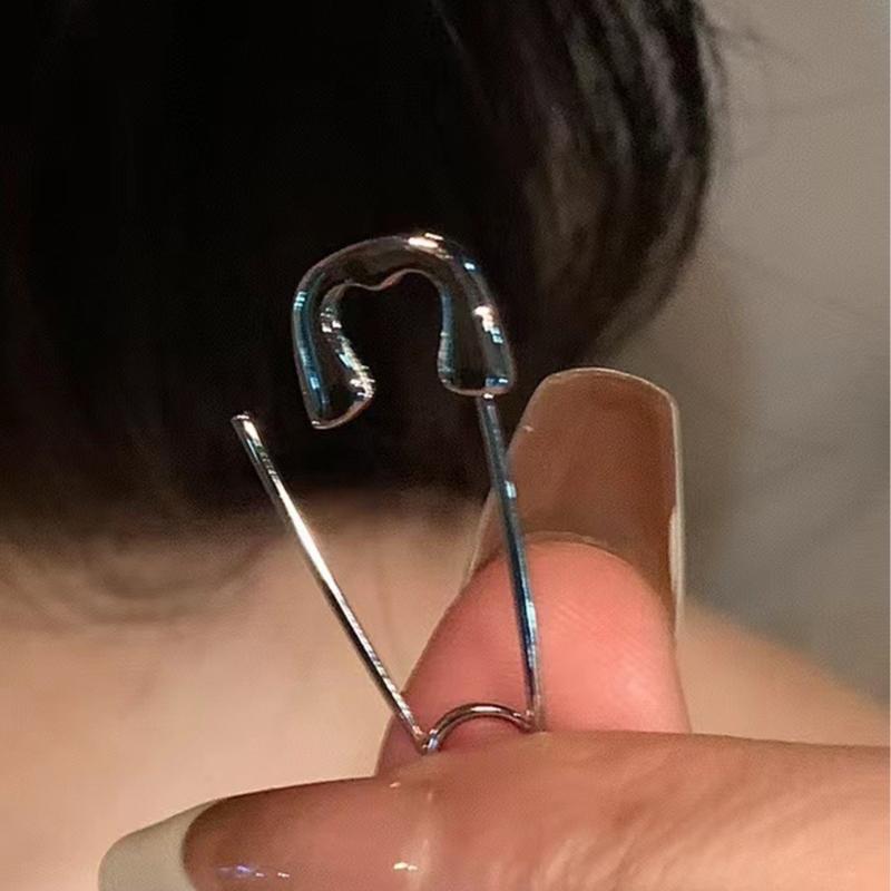 Old Y2K Aesthetic Silver Mixture Safety Pin Earrings Unisex Outsider Rock Dirt Jewelry For EMOTIONAL Fashion Enthusiasts