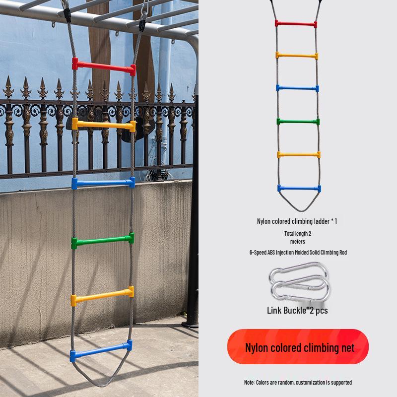 Children's Outdoor Sensory Integration Rope Ladder and Swing Set with Climbing Rings