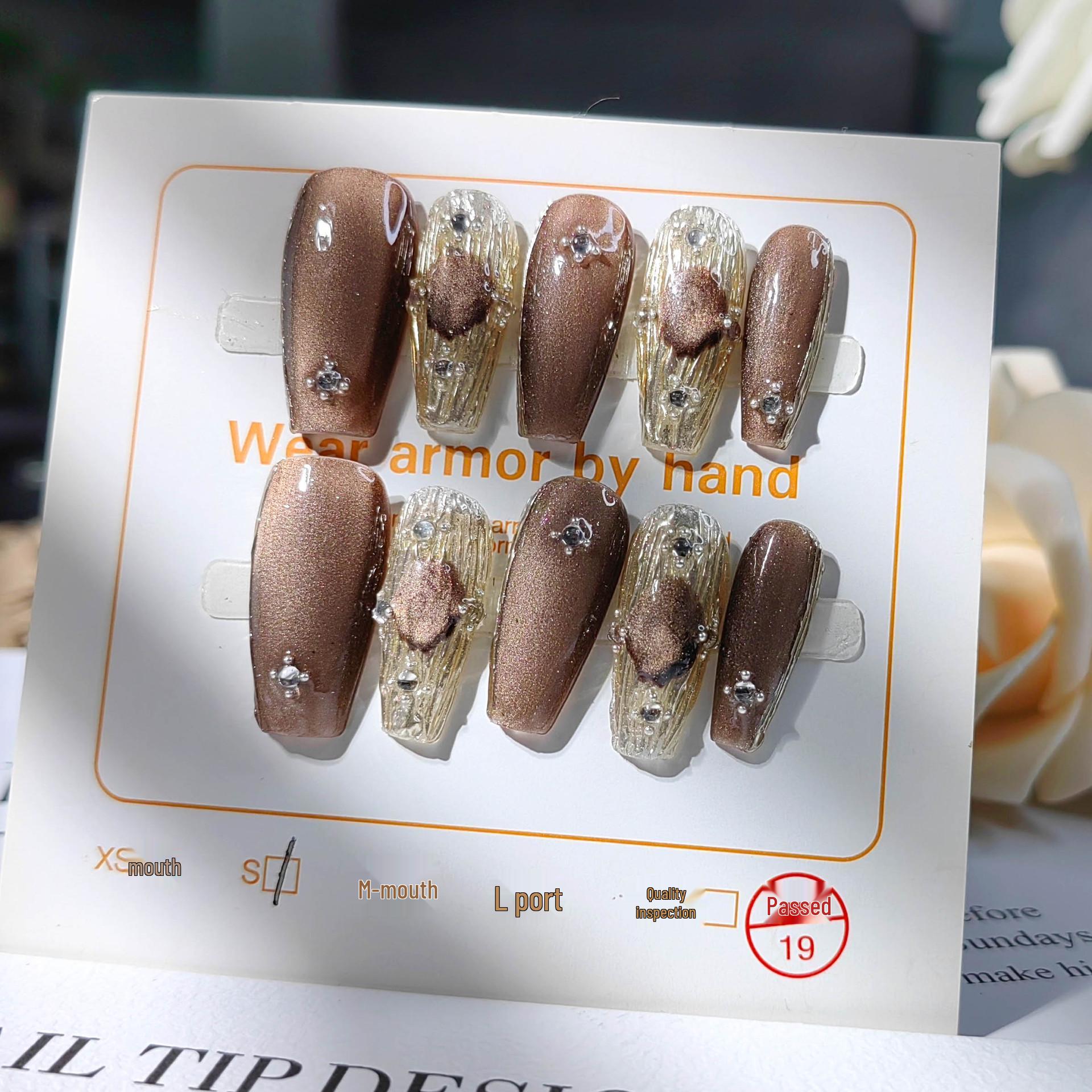 

Buccellati Кошачий глаз Блестящий Маникюр Накладные Ногти - Ручная работа, Варианты Длинных и Коротких, Носимые Наклейки