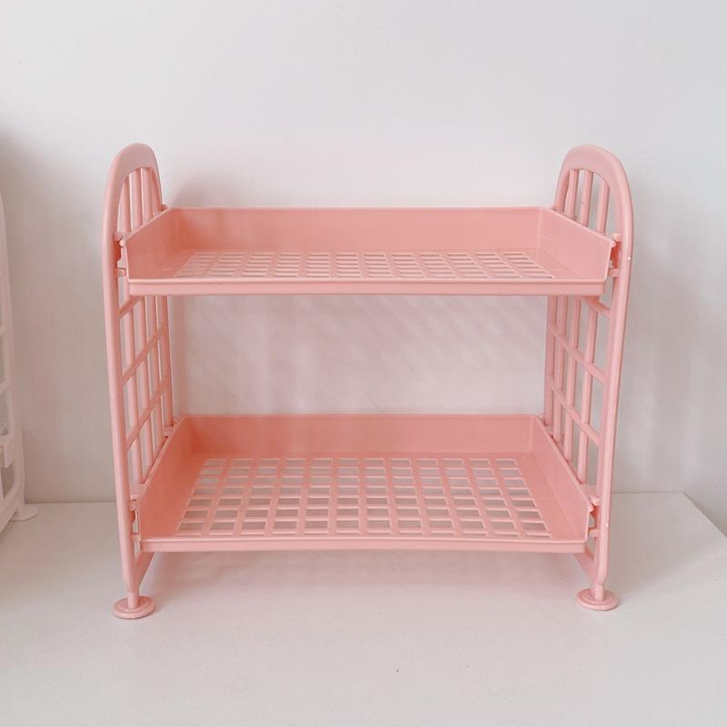 Zweischichtiges Ausgeschnittenes Kunststoffregal Desktop Küchenorganizer Badezimmer Zweischichtiges Make-up-Aufbewahrungsregal
