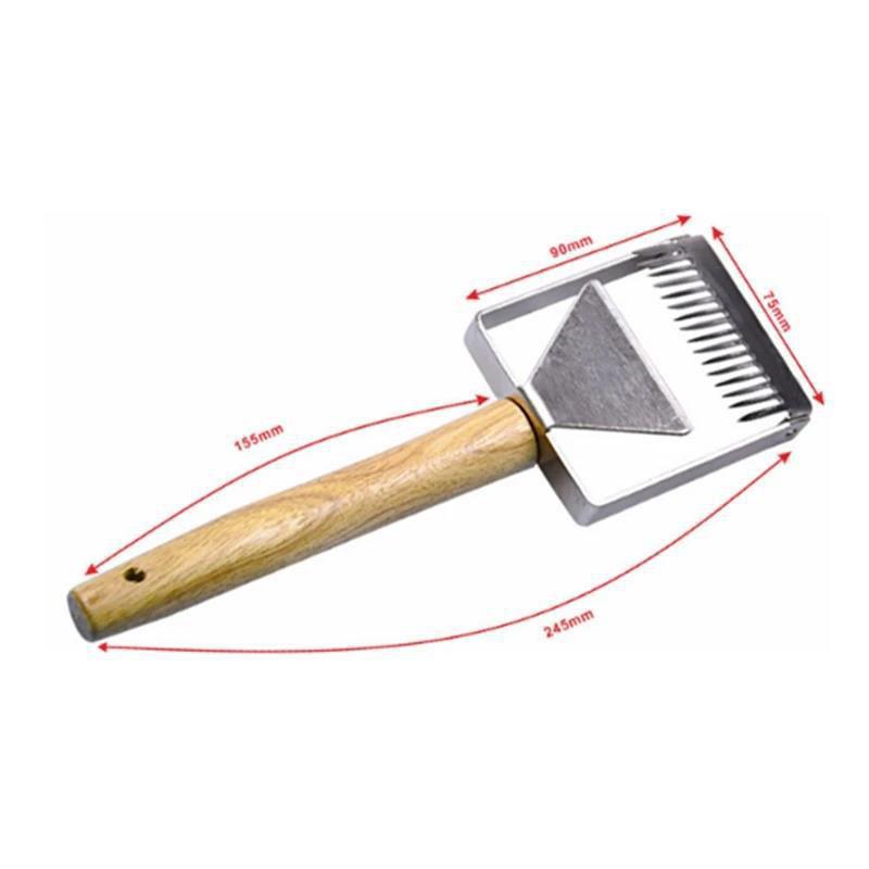 Wooden Handle 17-Needle Honeycomb Scraper: Multifunctional Stainless Steel Honey Harvesting Knife