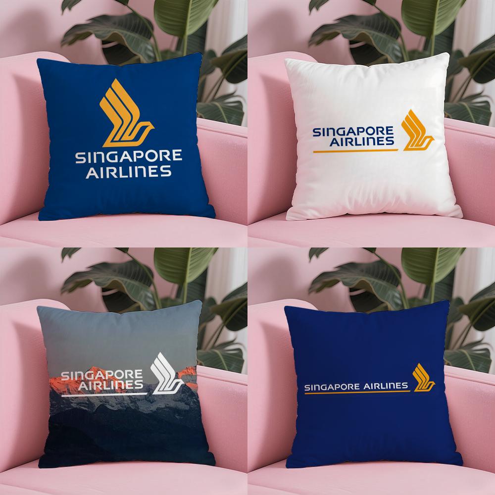 Singapore Airlines Pillow Case Plush Fabric Soft Double-Sided Printed Sofa Warm Winter Home Child Gift Cushion Cover
