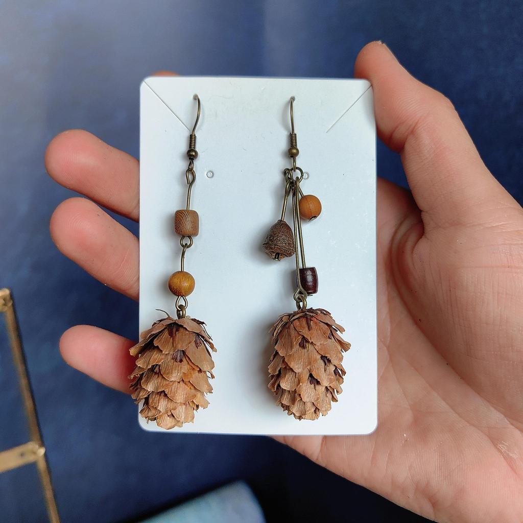 Fruit Earrings - Handmade Natural Dried Fruit Earrings, Retro Chinese Medicine Ethnic Style, for Women.