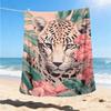 1pc Leopard Floral Print Outdoor Soft Polyester Flannel Throw Blanket Versatile for All Seasons , Soft , Cozy , Warm All Season Quilted Throw ,