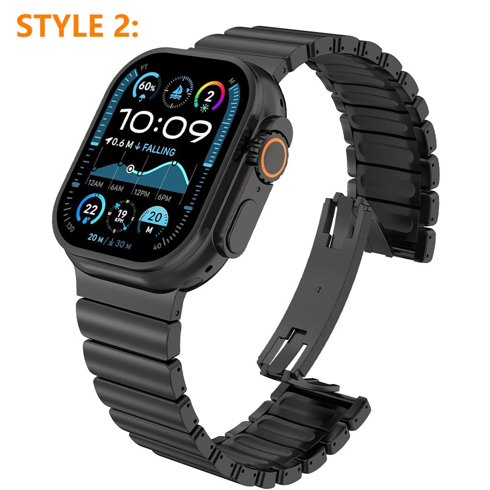 Titanium Fluoroelastomer Rubber Band for Apple Watch Ultra 3 2 49mm Series 11 10 46mm Strap for Iwatch 9 8 7 6 5 SE 3 44mm 45mm