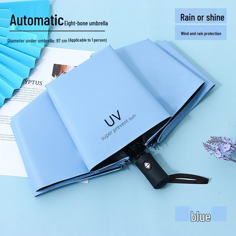 UV Protection Sun & Rain Foldable Umbrella with Black Coating for Students
