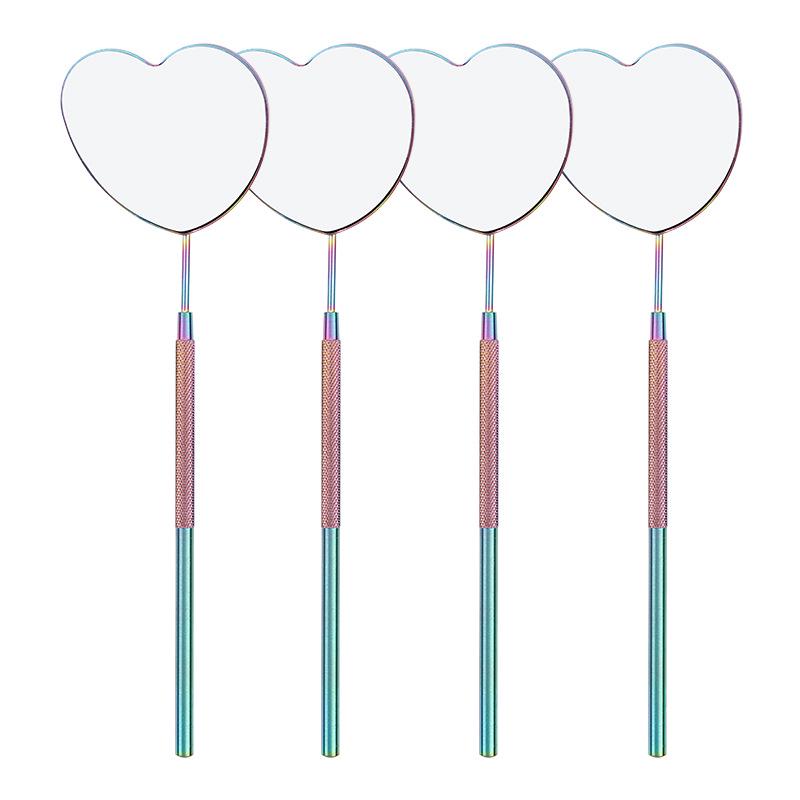 Heart-Shaped Anti-Fog Eyelash Extension Mirror - Stainless Steel, Anti-Curl Design