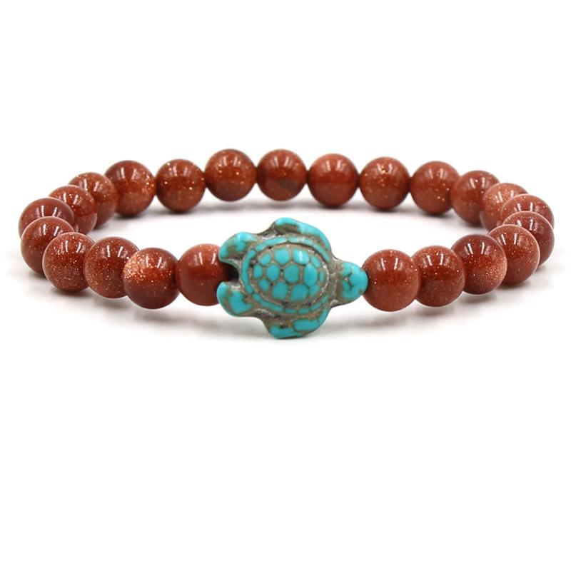 New Sea Turtle Beads Bracelets For Women Men Classic 14 Colors Natural Stone Elastic Friendship Bracelet Beach Jewelry Gifts