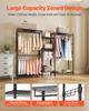 Clothing Garment Rack, Heavy Duty Closet Wardrobe, 7 Adjustable Tiers Clothes Racks with Steel Frame, 385.5 kg Load Capacity Clothes Rack with 4