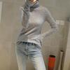 Spring Women's See-Through Wool Turtleneck Sweater - Lightweight, Close-Fitting Base Layer