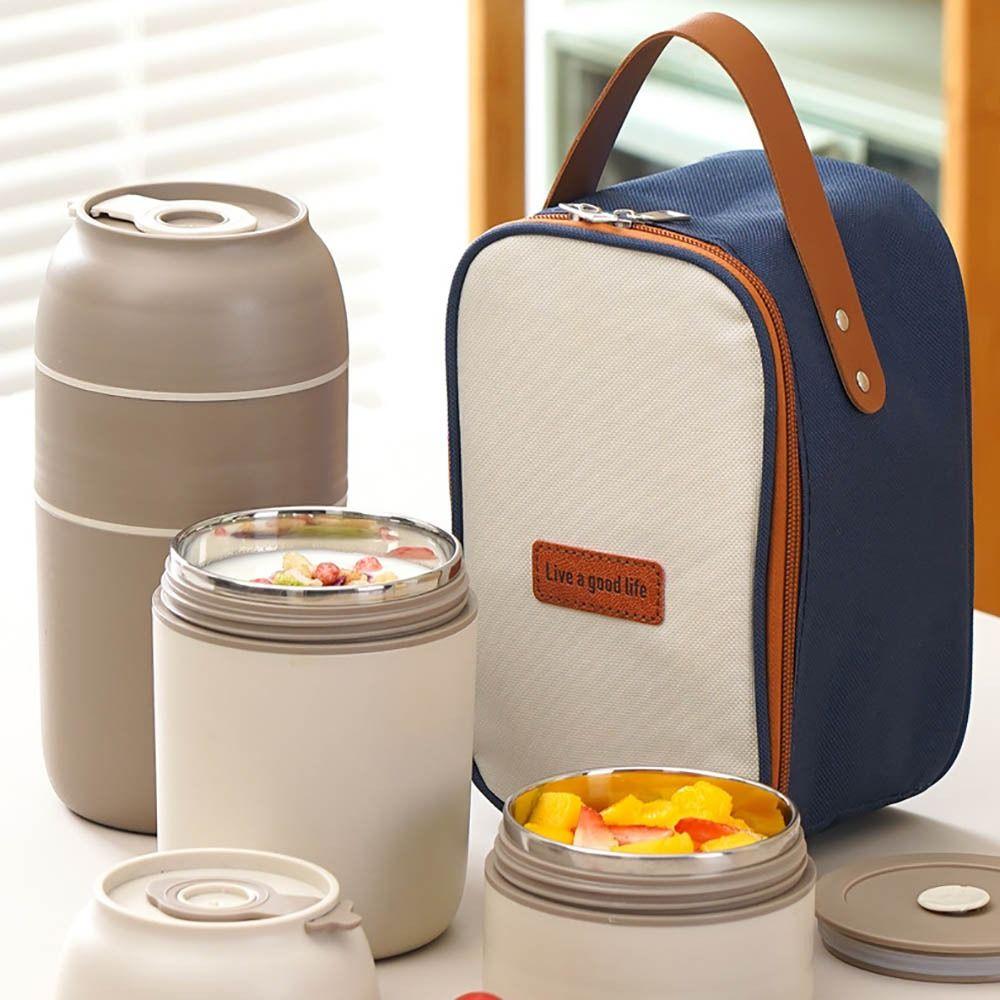304 Stainless Steel Thermal Lunch Box Spoon with Lid Insulation Bucket Warmer Soup Cup  Students