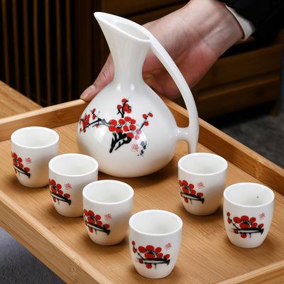 Ceramic Wine Set, Half-Moon Pot Wine Set, One Pot Of Six Cups, Baijiu Wine Dispenser, Spirit Wine Glass, System