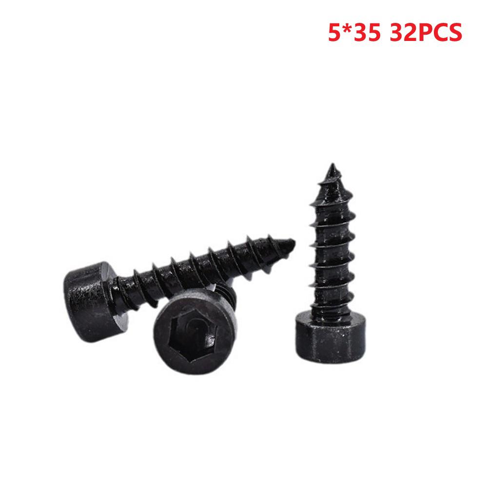 32Pcs Carbon Steel Cap Head Self Tapping Screw Thread Approx. 35mm Long For Wood, Plastic, And Metal,