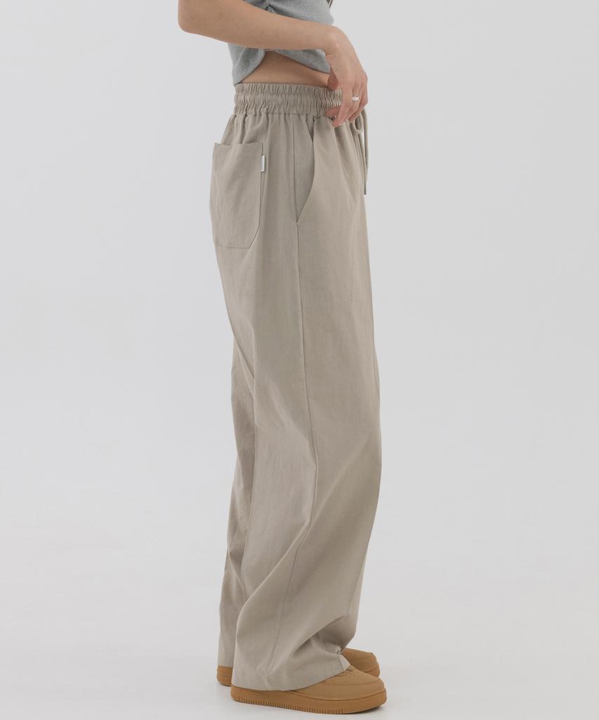 PIANER Linen-Like Semi-Wide Pants (Beige)