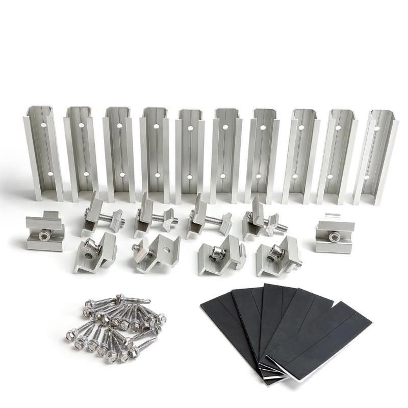 Aluminum Solar Panel End Clamps with Not Slip Grooves Roof Mount Solar Brackets for 30 to 35mm Frame Cabin Marine