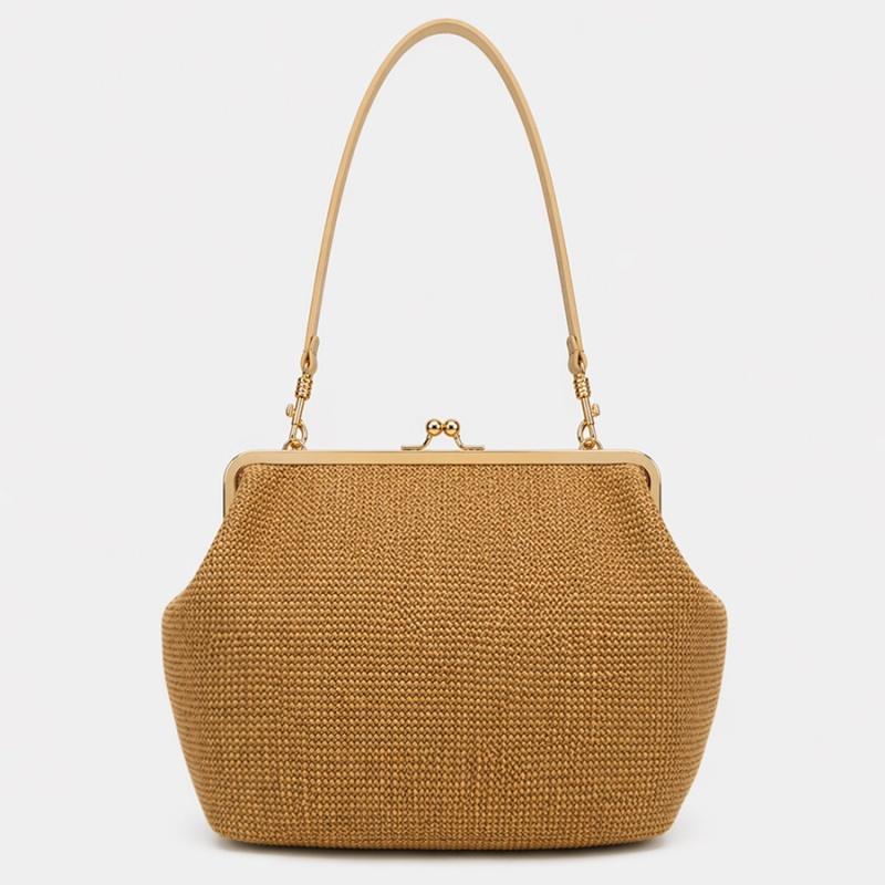 

Luxury Irregular Women s Shoulder Bag, Summer Beach Straw Seashell Handbag Brand Large Capacity Clip Clutch Elegant Evening Bag верблюд