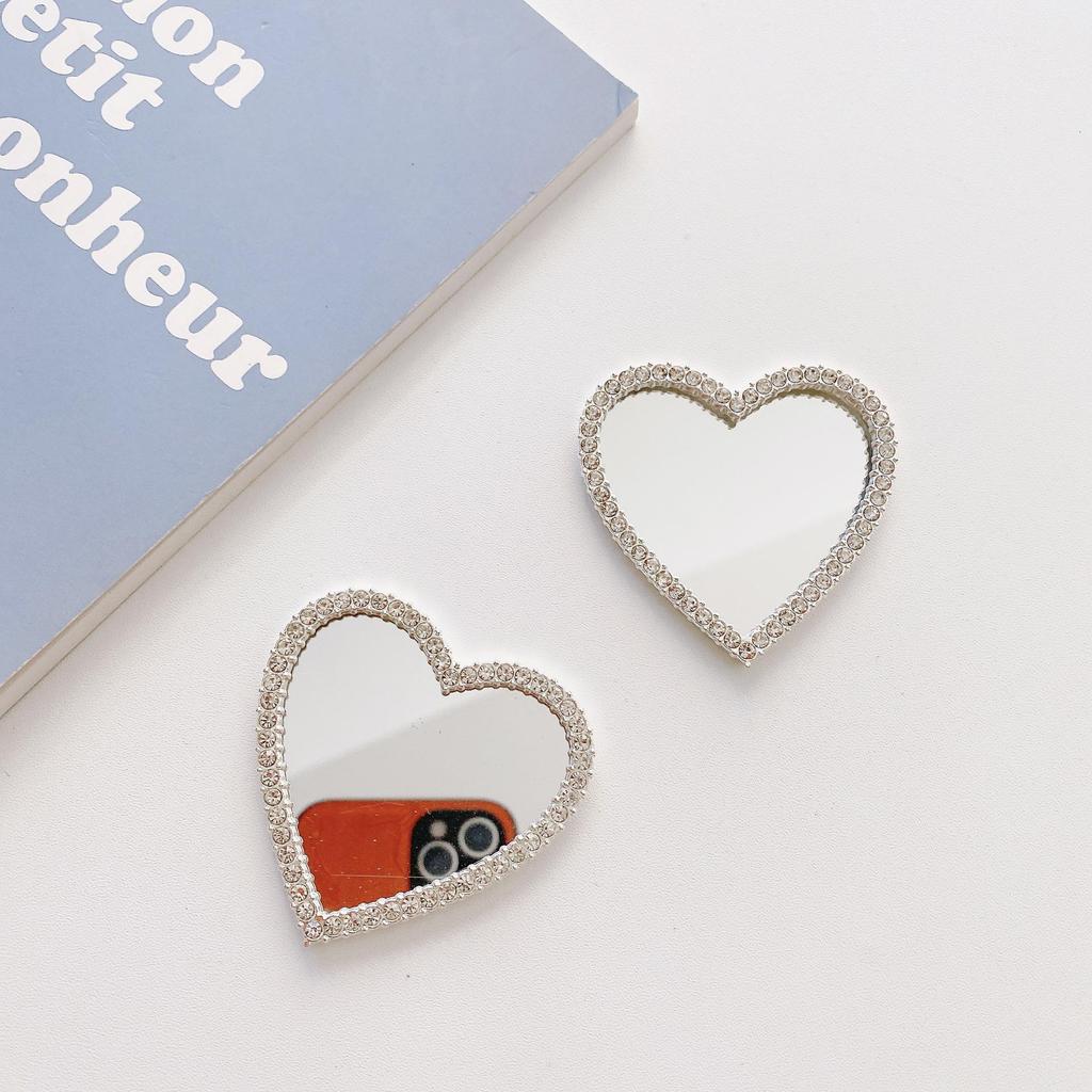 Heart-Shaped Glass with Diamonds Love Mirror for DIY Epoxy Resin Phone Case Accessories
