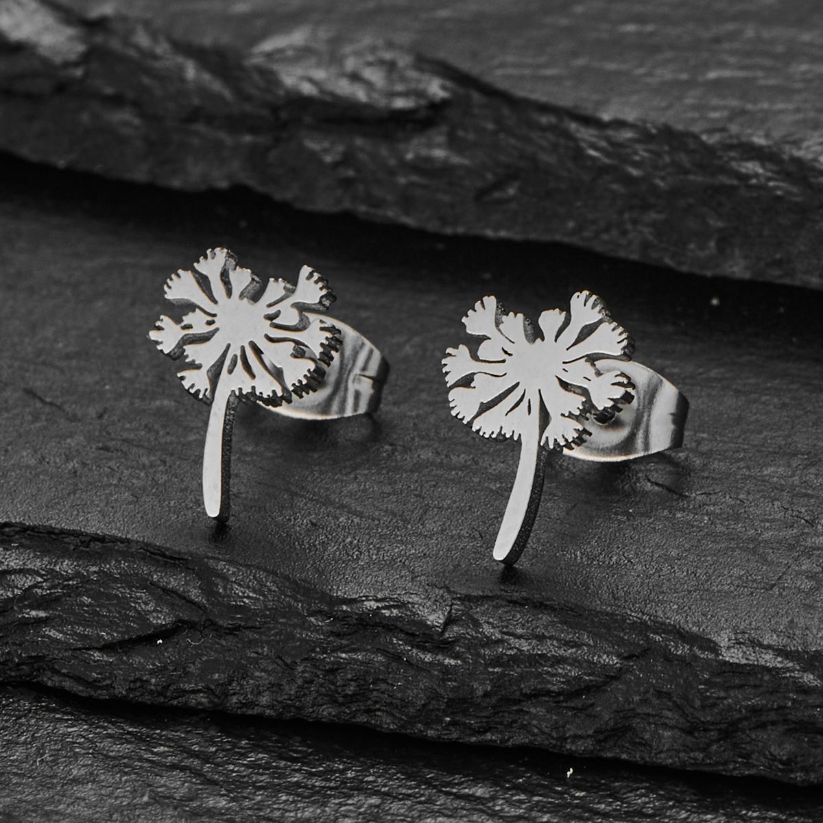 

Gold Copper Color Geometric Dandelion Earrings Woman Zircon Accessories Stainless Steel Mini Cute Earrings Party Gifts