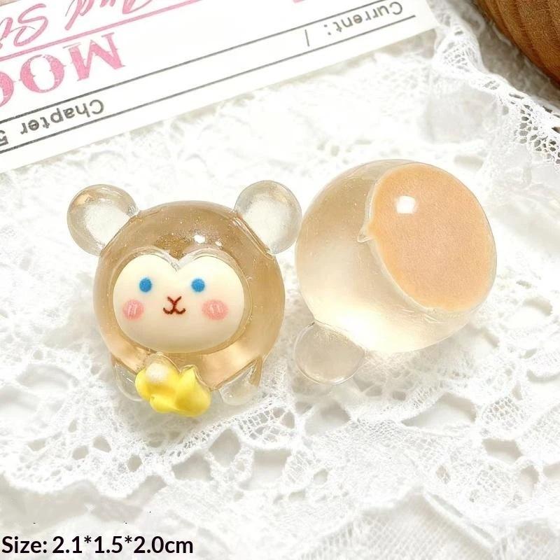 3D Glowing Chinese Zodiac Resin Charms Chubby Cute Cartoon Transparent for DIY Keychain Phone Case Craft Use