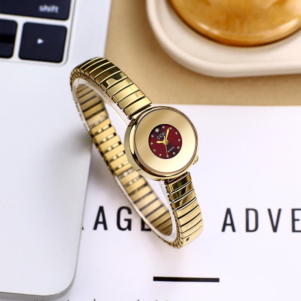 Sky Mirror Small Dial Elastic Strap Women'S Watch Niche Premium Small Women'S Quartz Watch