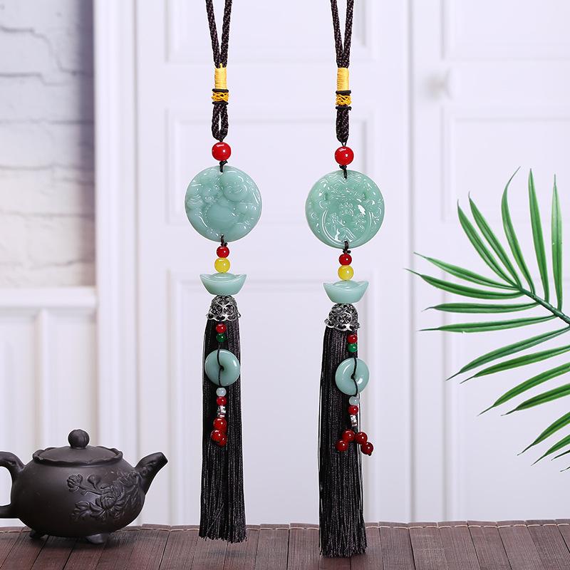 1 Stück Rein und Raus Ping An Runder Buddha Anhänger Pixiu Autoanhänger Ping An Zeichen Autodekoration