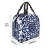 Blue Ornate Floral Mediterranean Sicilian Tile Insulated Lunch Bag for Kids School Cooler Thermal Food Box Tote Leakproof