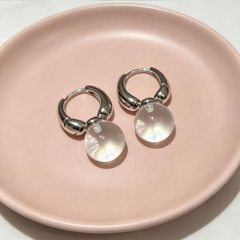 2026 Transparent Round Ball Pendant Earring Hooks Korean Fashion Jewelry For Girls Women'S Daily Party Wear Versatile Accessory