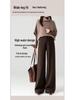 Elegant High-Waisted Wool Wide-Leg Pants for Women - Winter 2025 Style, Thickened A-Line, Casual and Loose Fit