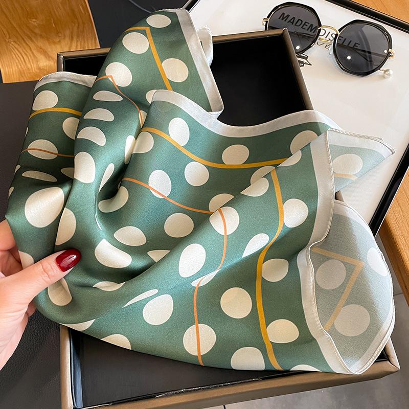 1116 Spring New 11 Small Scarves for Women, Fashionable Commuter Sun Protection Silk Scarves, Polka Dot Pattern Small Square Scarves, Silk Scarves