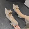 WD Skirt French Thick Heeled Pointed Toe Pumps for Women - 2024 Autumn Collection, Sizes 35-41